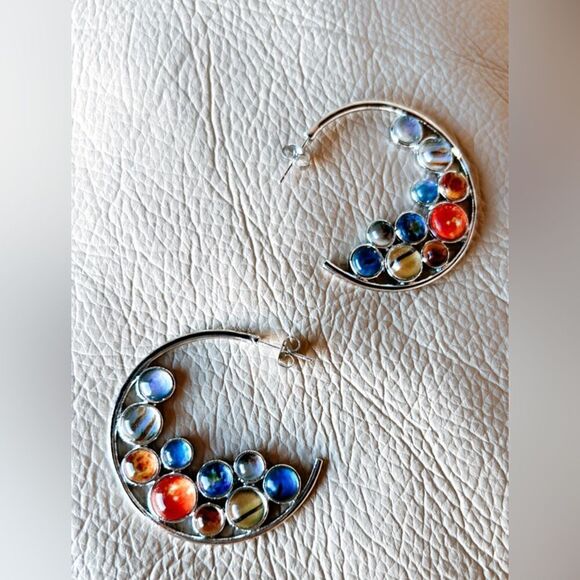 boho hoop earrings A327 - Picture 2 of 4